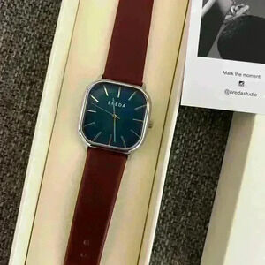 Breda Men's Leather Band Watch Blue Face